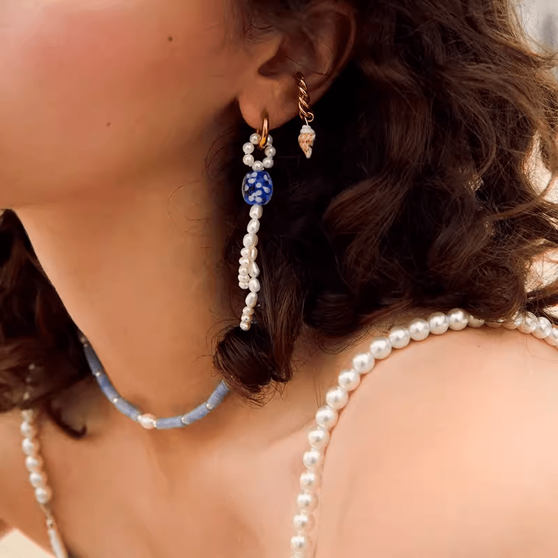 Natural Pearl Tassel Earrings - Elegant and Retro Women's Earrings （One piece